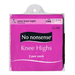 6 Wholesale Kneehighs - No Nonsense Kneehighs Off Black 2 Pairs