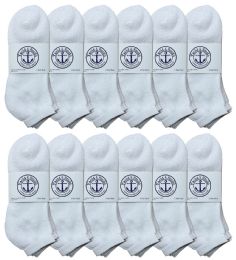 Yacht & Smith Men's King Size No Show Cotton Ankle Socks Size 13-16 White