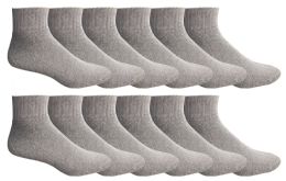 60 Wholesale Yacht & Smith Men's King Size Cotton No Show Ankle Socks Size 13-16 Gray Bulk Pack	