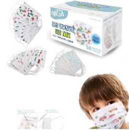 100 Wholesale Three Layer Child's Printed Disposable Face Mask 50ct [boy]
