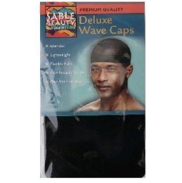 96 Pieces 2 Pack Wave Cap Black - Head Wraps