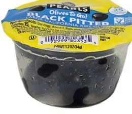 72 Bulk Olives - Pearls Black Pitted Olives 1.2 Oz.