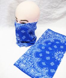 48 Wholesale Seamless Bandana Face Mask Reusable Magic Scarf Neck In Royal