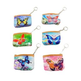 84 Pieces 4"x3.5" Zippered Change Purse [butterfly] - Coin Holders & Banks