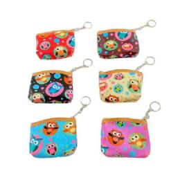 84 Pieces 4"x3.5" Zippered Change Purse [owl] - Coin Holders & Banks