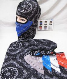 48 Pieces Full Face Mask Two Tone Paisley Bandanna Assorted Colors - Unisex Ski Masks