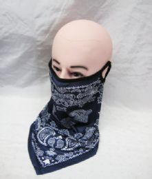 48 Wholesale Ear Loops Face Balaclava Warm Neck Gaiter Outdoor Uv Dust Wind Face Scarf In Navy