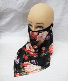 48 Wholesale Ear Loops Face Balaclava Warm Neck Gaiter Outdoor Uv Dust Wind Face Scarf Floral Print