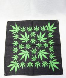 84 Pieces Marijuana Hemp Leaf Weed Bandana Black - Bandanas