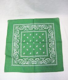 84 Wholesale Novelty Bandanas Paisley Cotton Bandanas In Green