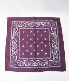 84 Wholesale Novelty Bandanas Paisley Cotton Bandanas In Purple