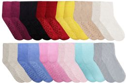 12 Pairs Yacht & Smith Women's Solid Color Gripper Fuzzy Socks Assorted Colors, Size 9-11 - Womens Fuzzy Socks