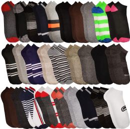 60 Wholesale Mens Colorful Assorted Lightweight Low Cut Ankle Socks, Size 10-13