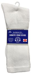 Yacht & Smith Men's King Size Loose Fit NoN-Binding Cotton Diabetic Crew Socks White Size 13-16