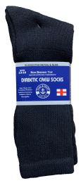 48 Pairs Yacht & Smith Men's King Size Loose Fit NoN-Binding Cotton Diabetic Crew Socks Black Size 13-16 - Big And Tall Mens Diabetic Socks