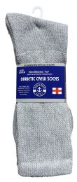 Yacht & Smith Men's King Size Loose Fit NoN-Binding Cotton Diabetic Crew Socks Gray Size 13-16