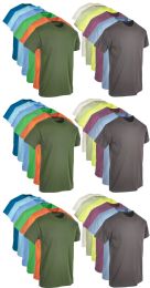 36 Wholesale Mens Cotton Short Sleeve T-Shirts, Bulk Crew Tees For Guys, Mixed Bright Colors Bulk Pack Size 3xl