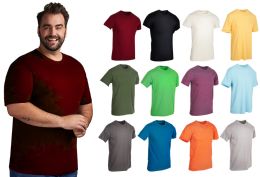 24 Wholesale Mens Cotton Short Sleeve T-Shirts, Bulk Crew Tees For Guys, Mixed Bright Colors Size 2xl