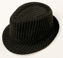 36 Wholesale Pinstripe Houndstooth Stingy Short Brim Fedora Gangster Hat Cap