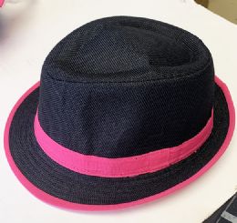 60 Wholesale Neon Strip Fedora Hat