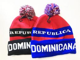 36 Pieces Dominicana Winter Fresh Design Pom Cuffed Beanie Skull Cap In Assorted Color - Winter Beanie Hats