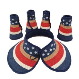 12 Pieces Ladies RolL-Up Sun Visor [stars And Stripes] - Sun Hats
