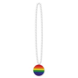 12 Wholesale Beads w/Printed Rainbow Medallion