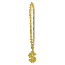12 Pieces Gold Chain Beads w/ $  Medallion - Costumes & Accessories