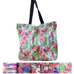 36 Pieces Printed Shopping Tote Bag With Zipper - Bags Of All Types