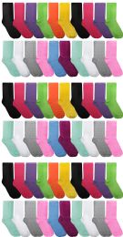 60 Pairs Yacht & Smith Assorted Neon Cotton Crew Socks For Woman, Size 9-11 - Womens Crew Sock