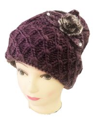 72 Wholesale Women Hat For Winter Lady Beanie Warm Crochet Knitted Flowers Assorted Color