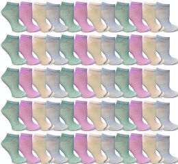 60 Wholesale Womens Colorful Thin Lightweight Low Cut Ankle Socks, Pastel Assorted Size 9-11