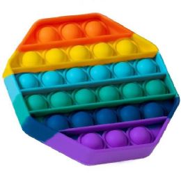 24 Wholesale Push Pop Fidget Toy [rainbow Octagon] 5"x5"