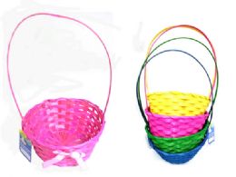 72 Units of Easter Basket Woven W/ Ribbon - Easter