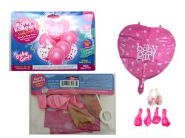 144 Pieces 7pc Balloon Set Baby Girl - Balloons & Balloon Holder