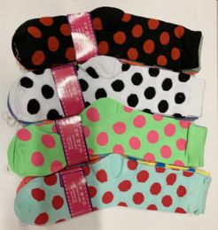 144 Wholesale Women Long Socks Dot In Assorted Colors Size 9-11