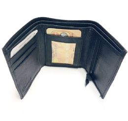 24 Pieces Tri Folded Wallet In Black - Leather Wallets