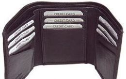 24 Pieces Black Tri Folded Wallet - Leather Wallets