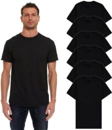 6 Wholesale Plus Size Mens Cotton Crew Neck Short Sleeve T-Shirts Black, 2xl