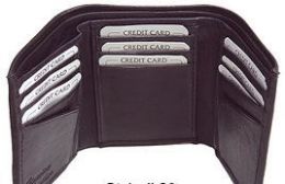 24 Wholesale Brown Leather Tri Folded Wallet