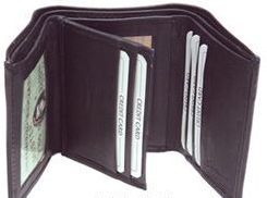 24 Pieces Brown Leather Tri Folded Wallet - Leather Wallets