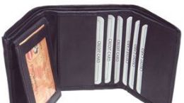 24 Wholesale Men Brown TrI-Fold Leather Wallets