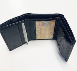24 Wholesale Men Black TrI-Fold Leather Wallets