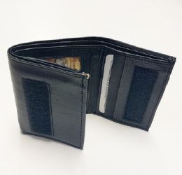 24 Wholesale Men Black Velcro Leather Wallet