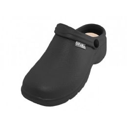 24 of Men's Sport Close Toe Rubber Nursing Clogs Black Sizes 7-12