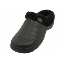 24 Wholesale Men's Cotton Terry Lining Insole Soft Clogs In Black