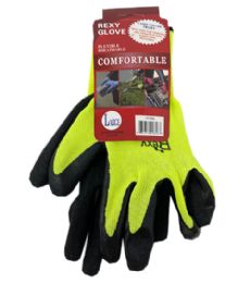 72 of Green Poly Glove With Black Latex Coated Large