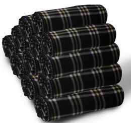 60 Wholesale Yacht & Smith Fleece Blankets In Black Plaid 50x60"