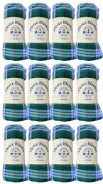 60 Wholesale Yacht & Smith Fleece Blankets In Hunter Green Plaid 50x60"