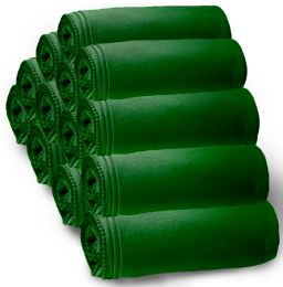12 Wholesale Bulk Soft Fleece Blankets 50 X 60, Cozy Warm Throw Blanket Sofa Travel Outdoor, Wholesale (50 X 60, 12 Pack Hunter Green)